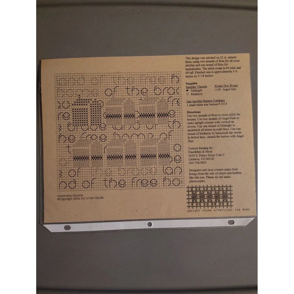 Joy of the Needle AMERICANA HOUSES Cross Stitch Pattern Leaflet Primitive...